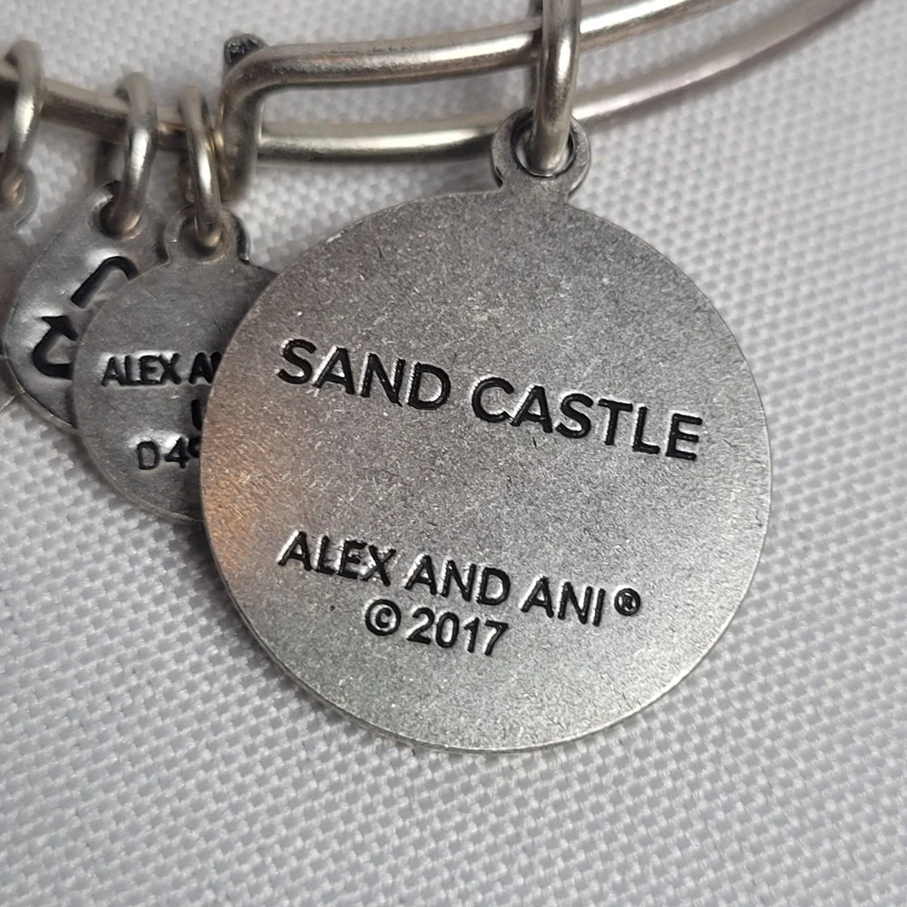 Alex & Ani Sandcastle Charm Bracelet 2017 Silver Tone NWT